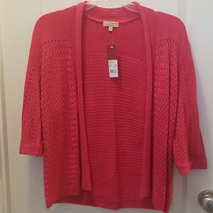 NWT Ladies 3/4 Sleeve Dark Pink Cardigan Medium